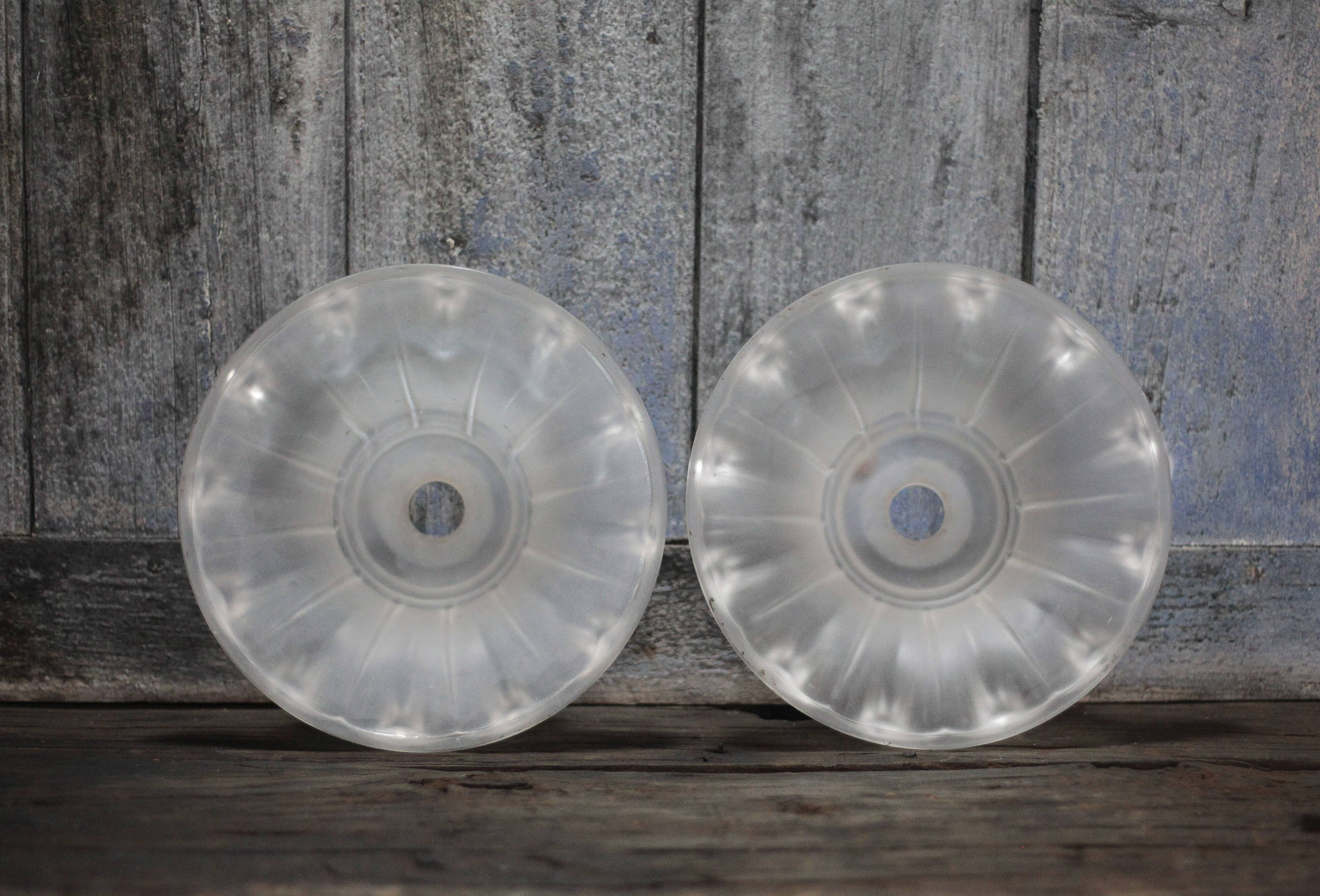 Pair of glass lampshades, glass bowl for suspension, globe for chandelier.