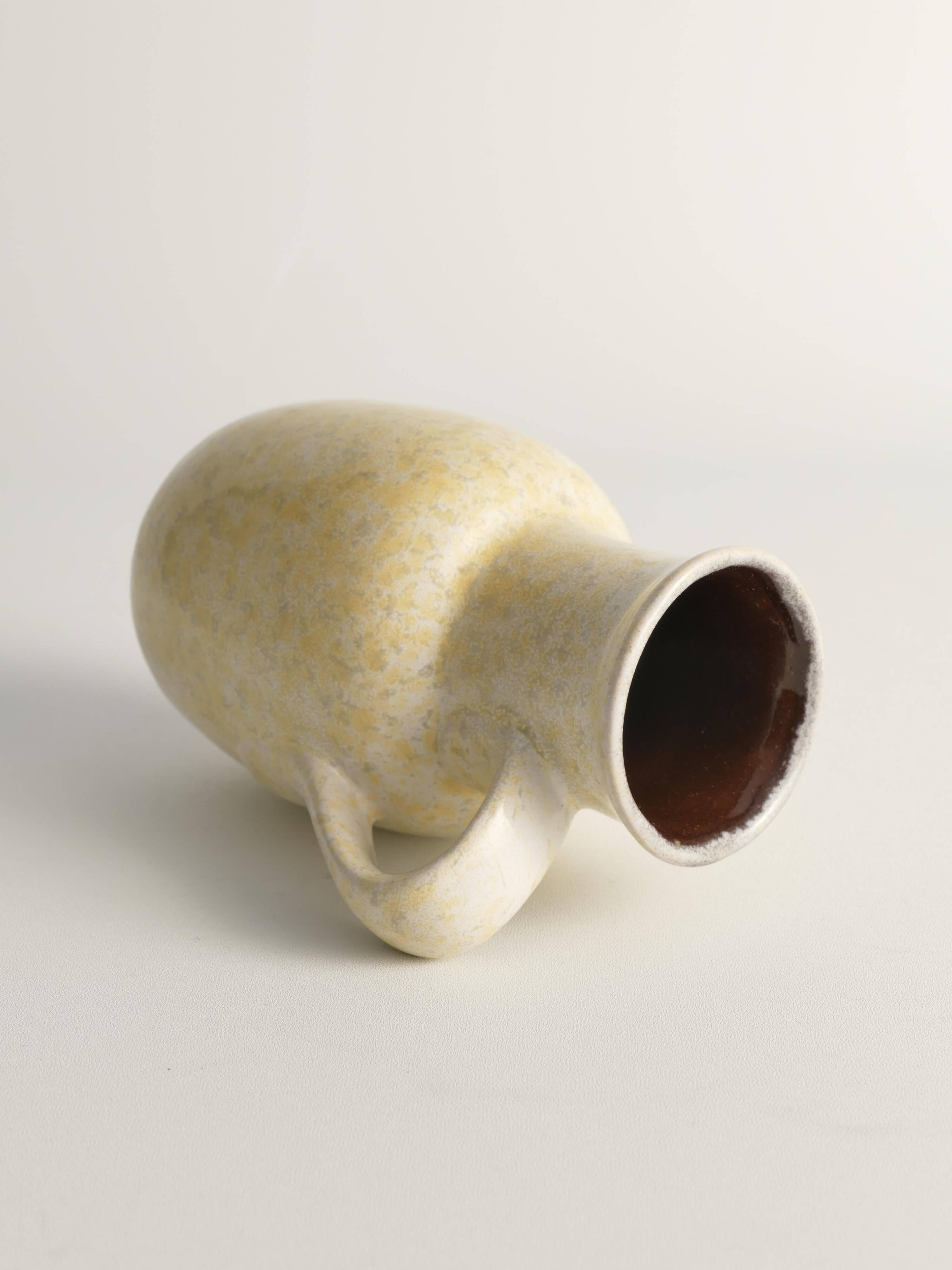 Mid-Century Modern Grey & Yellow Stoneware Vase with Handle by Strehla, Germany