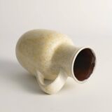 Mid-Century Modern Grey & Yellow Stoneware Vase with Handle by Strehla, Germany
