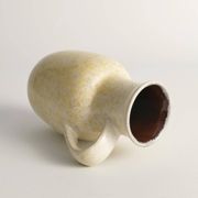 Mid-Century Modern Grey & Yellow Stoneware Vase with Handle by Strehla, Germany