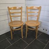 Suite de 2 chaises de bistrot en bois courbé Baumann