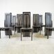 Set of eight Italian Lacquered Wood and Leather Modern Dining Chairs