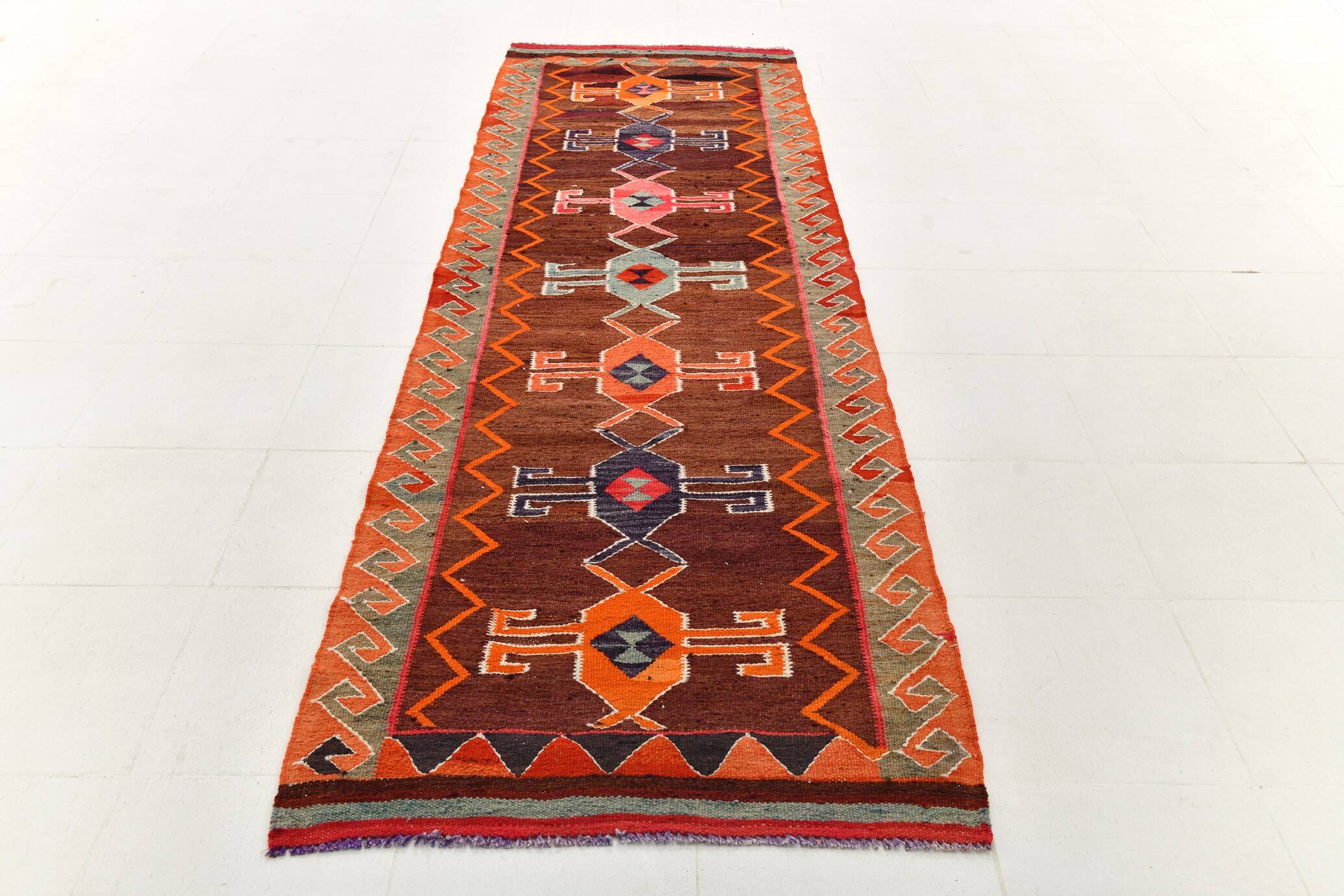 3x11 Anatolian Classic Kilim Runner Rug, 101x340Cm