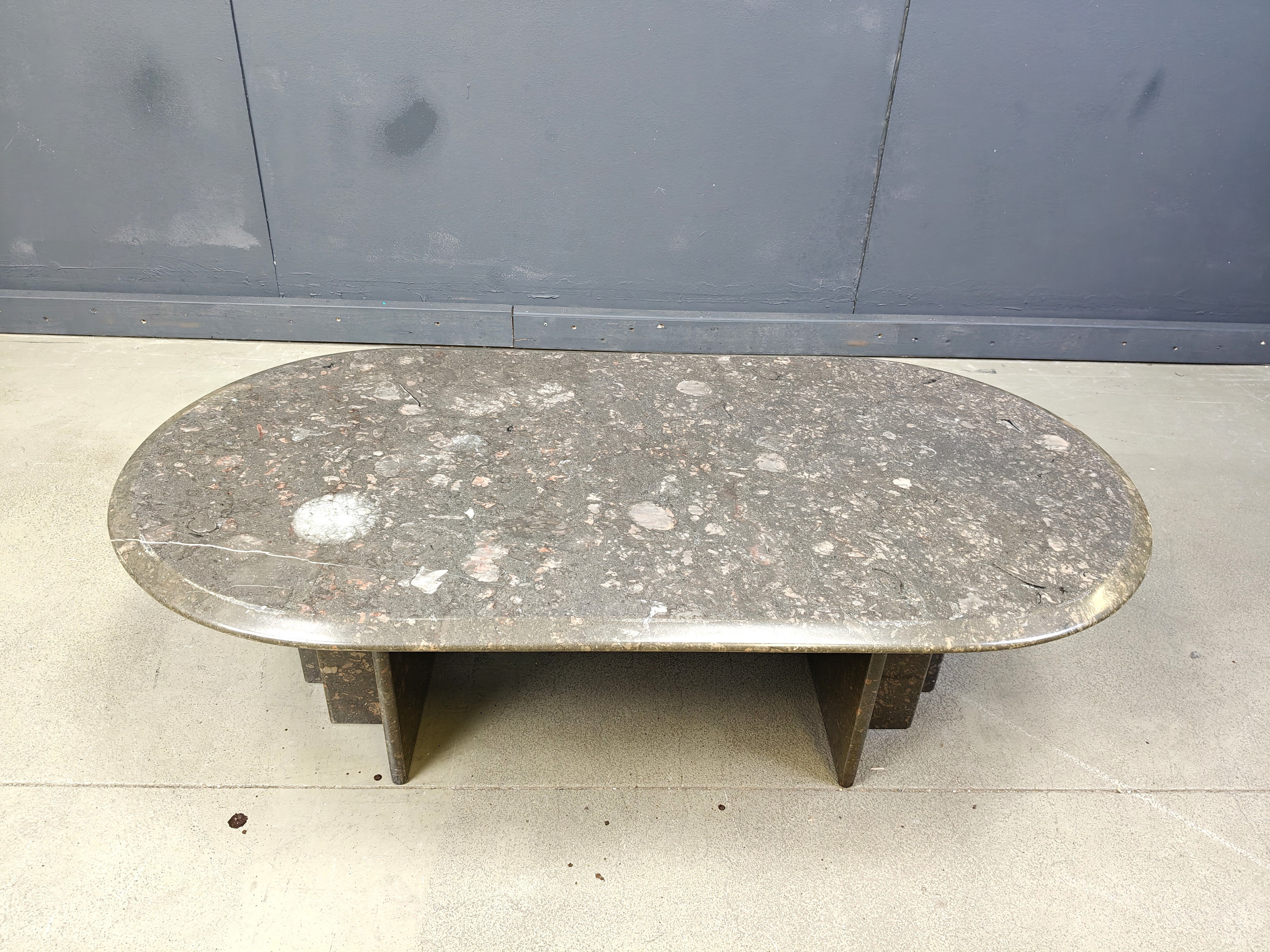 Vintage Italian grey marble coffee table, 1970s