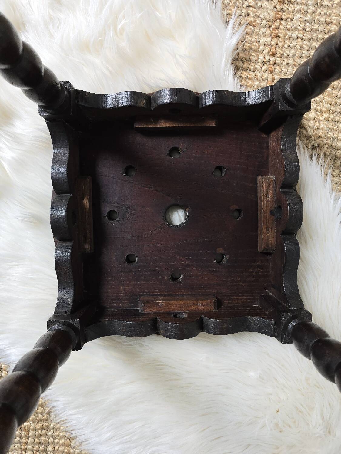 Antique turned wood stool