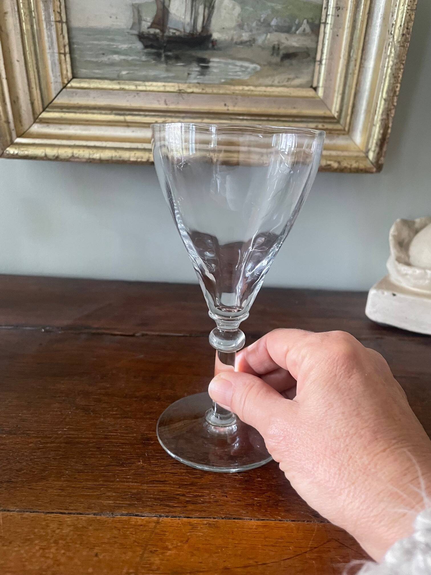 antique faceted stemmed glass