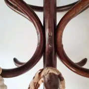 Antique curved wooden coat rack in the Thonet style, 1875.