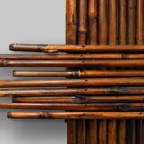 Large Vintage bamboo mirror with beveled mirror, France 1960s