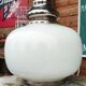 Pair of vintage suspensions in glass/white and silver