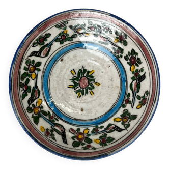 Qadjar, assiette céramique siliceuse Perse Iran XVIIIème