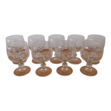 Set of 9 red wine glasses on feet, grape decoration and Luminarc vine shoot