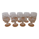 Set of 9 red wine glasses on feet, grape decoration and Luminarc vine shoot