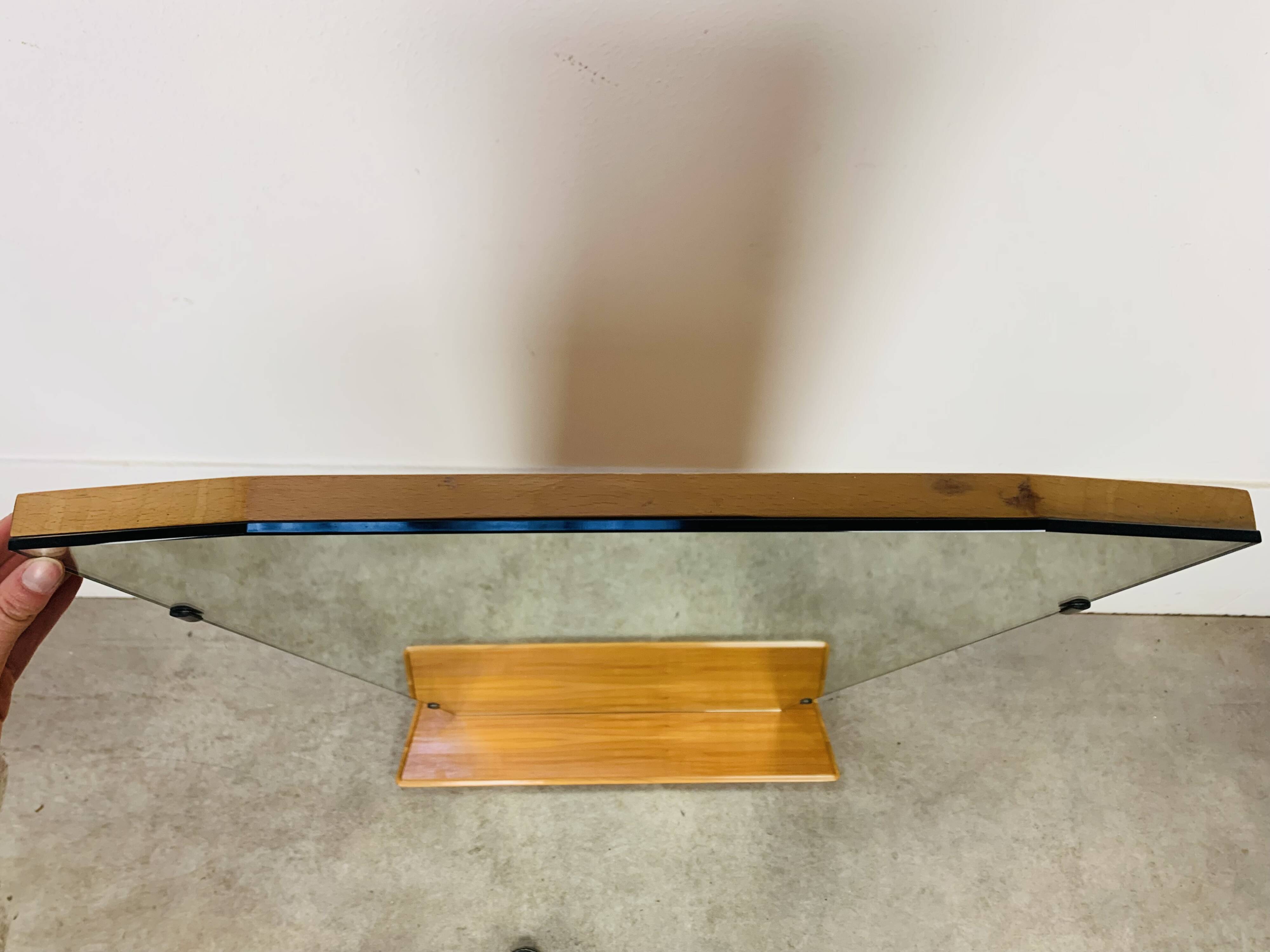 Mirror with wooden shelf, 1960s, vintage