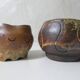 2 asymmetrical brutalist stoneware bowls signed G.Toutous Vintage