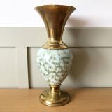 Vintage gold metal and ceramic vase