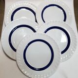 Lot de 5 assiettes à dessert 19,6cm bleues et blanches