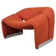 F598 Groovy 'M' chaise in orange/red bouclette by Pierre Paulin for Artifort, 1980
