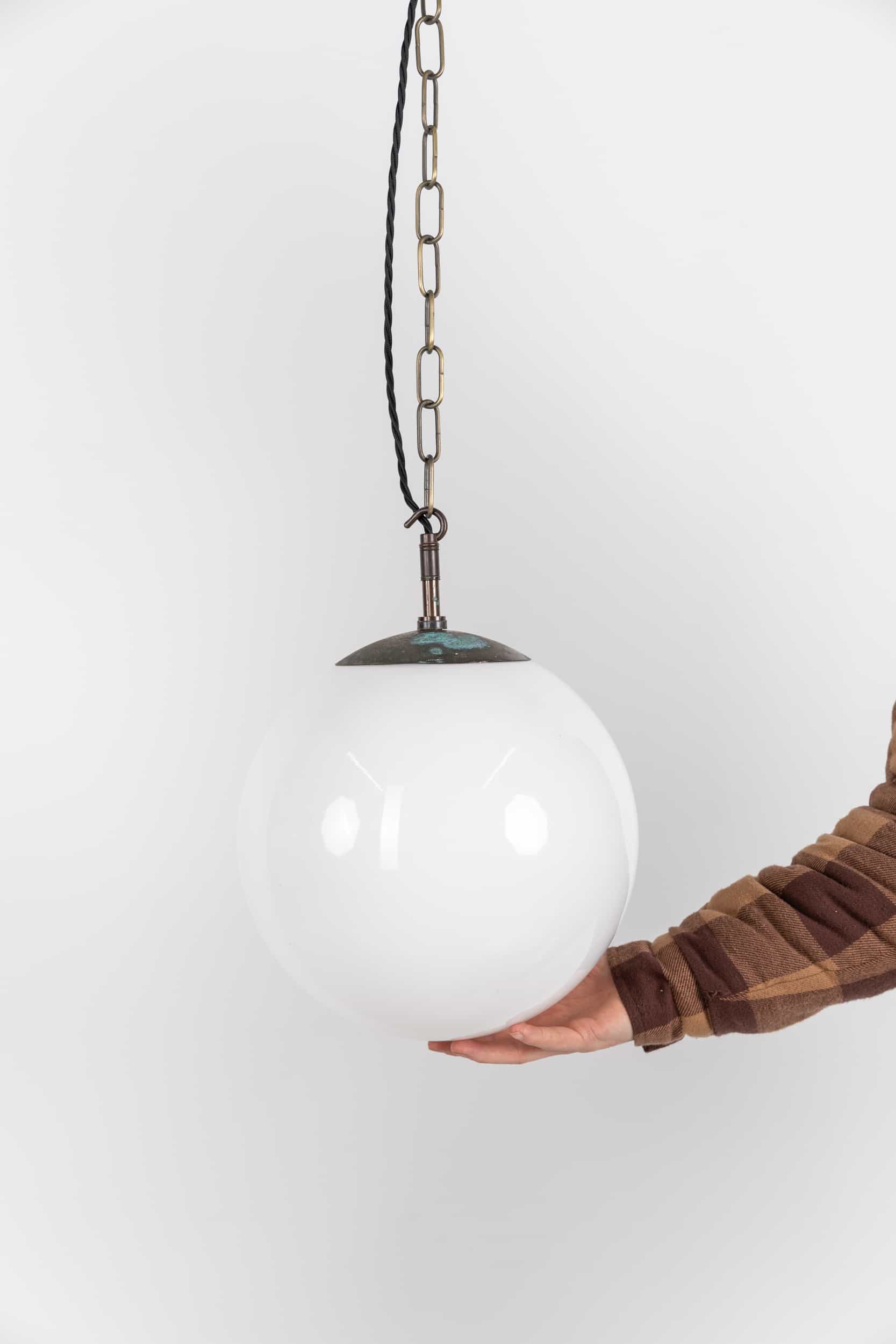 Large Globe Opaline Pendant Lamp