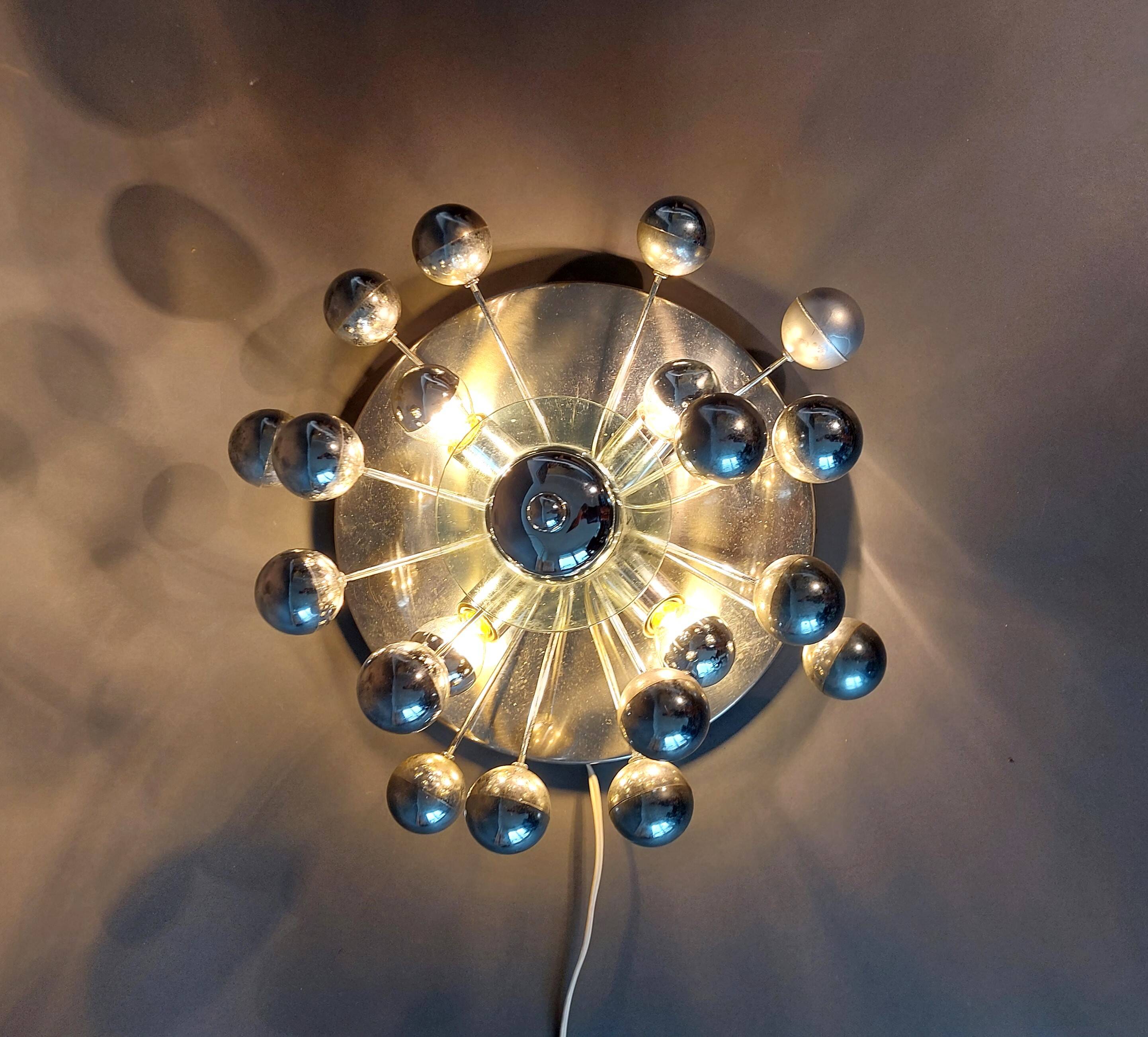 Sputnik 4-light ceiling or wall lamp, Italy 1970.