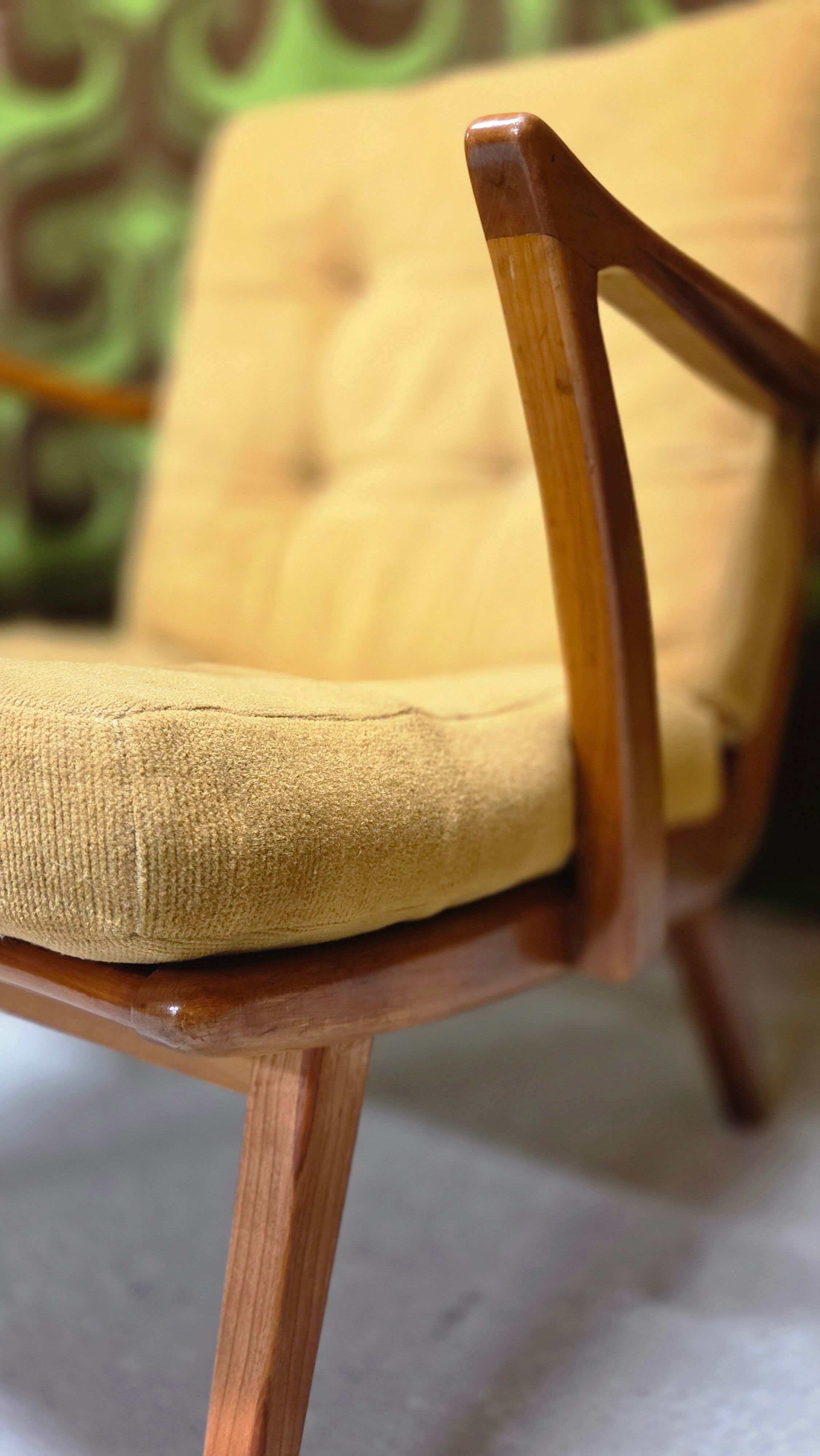Pair of vintage Scandinavian armchairs 1960 curved beech