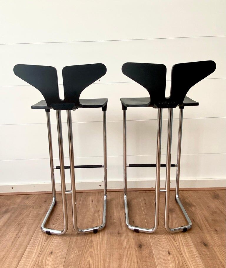 Modern Black and Chromed Barstools from Casamania, Set of 2
