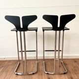 Modern Black and Chromed Barstools from Casamania, Set of 2