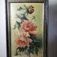 Large antique painting of peonies, signed E. Jacque, late 19th to early 20th century.