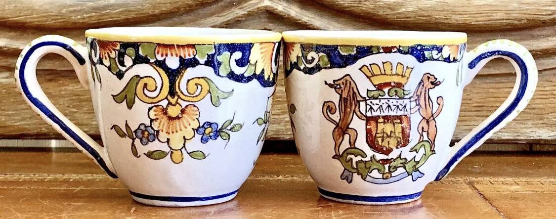 6 old Devres Fourmaintraux Rouen coffee cups Dinan model 19th century