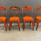 Set of four industrial metal dining chairs by Joseph Mathieu, painted steel, 1920s, France