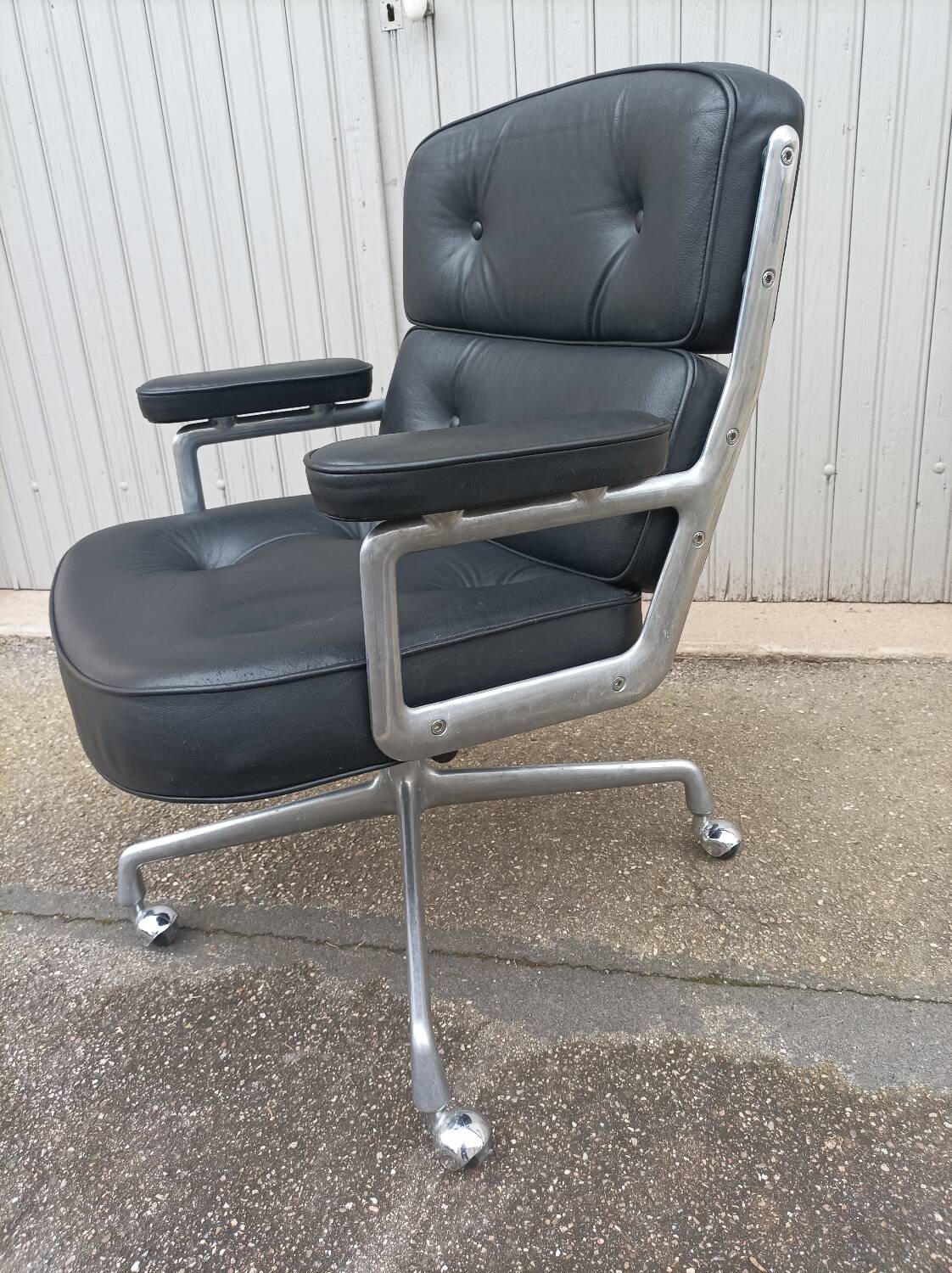 Vintage black leather armchair