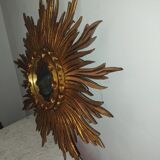 1950s gilded carved wooden sun mirror