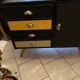 Commode buffet année 60 cuir et bois