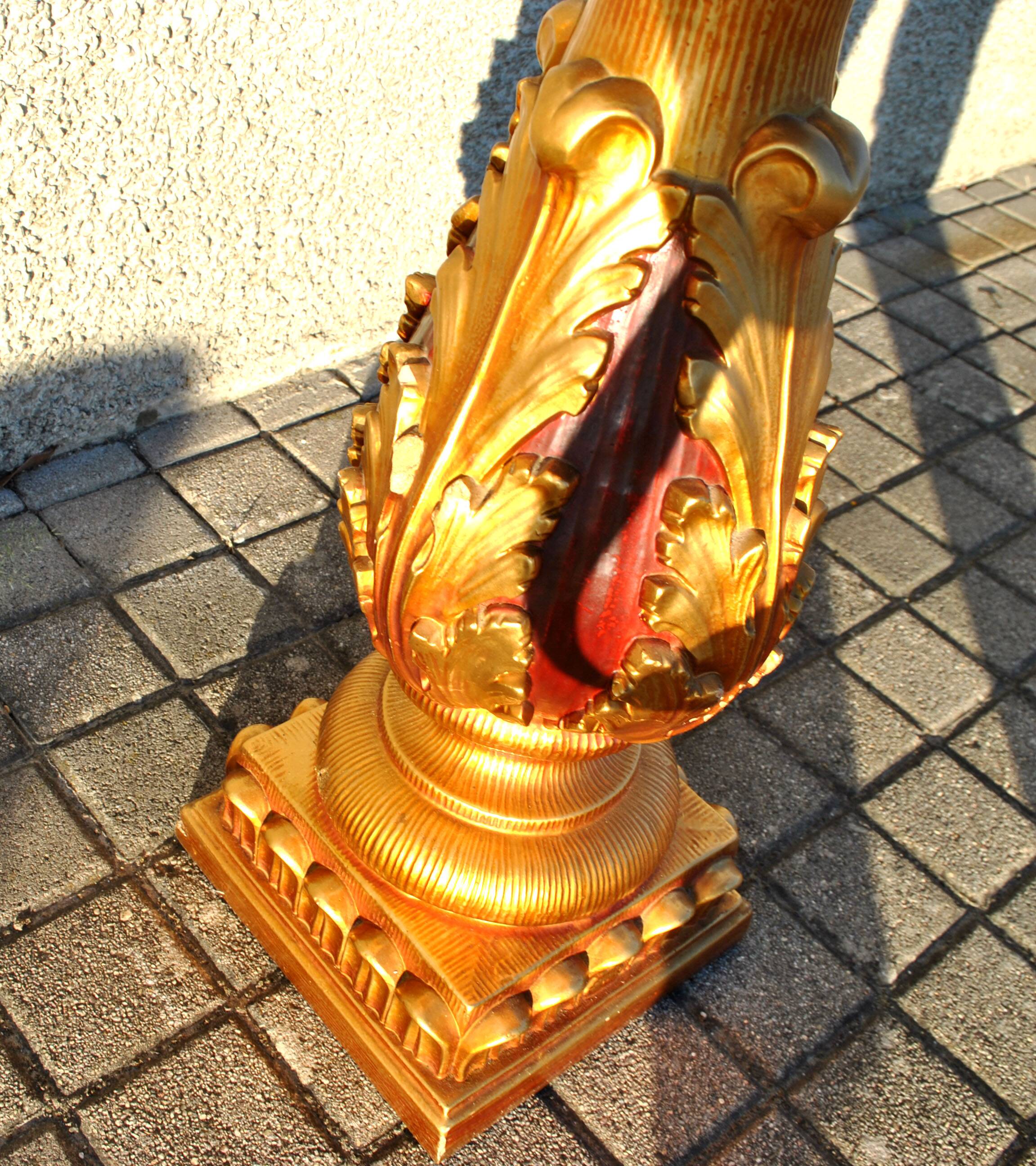 Decorative plaster column - gold lamp base - Creation JP France