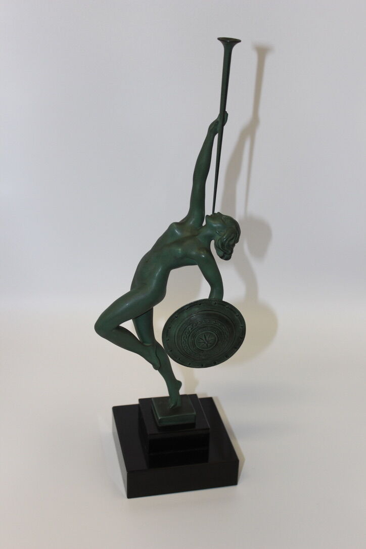 Art Deco Sculpture Trumpet Dancer "Jericho" By Guerbe