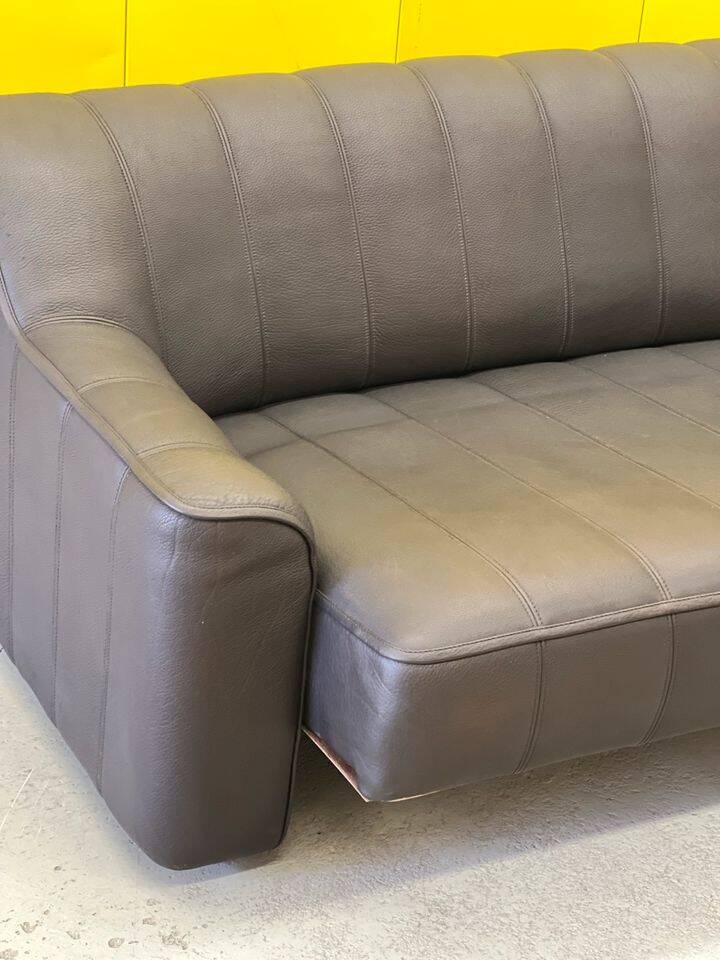 Black leather 3-seater sofa by De Side, from 1970's model 44