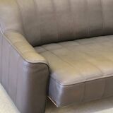 Black leather 3-seater sofa by De Side, from 1970's model 44