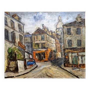 Oil by J. Pineau XX - Montmartre