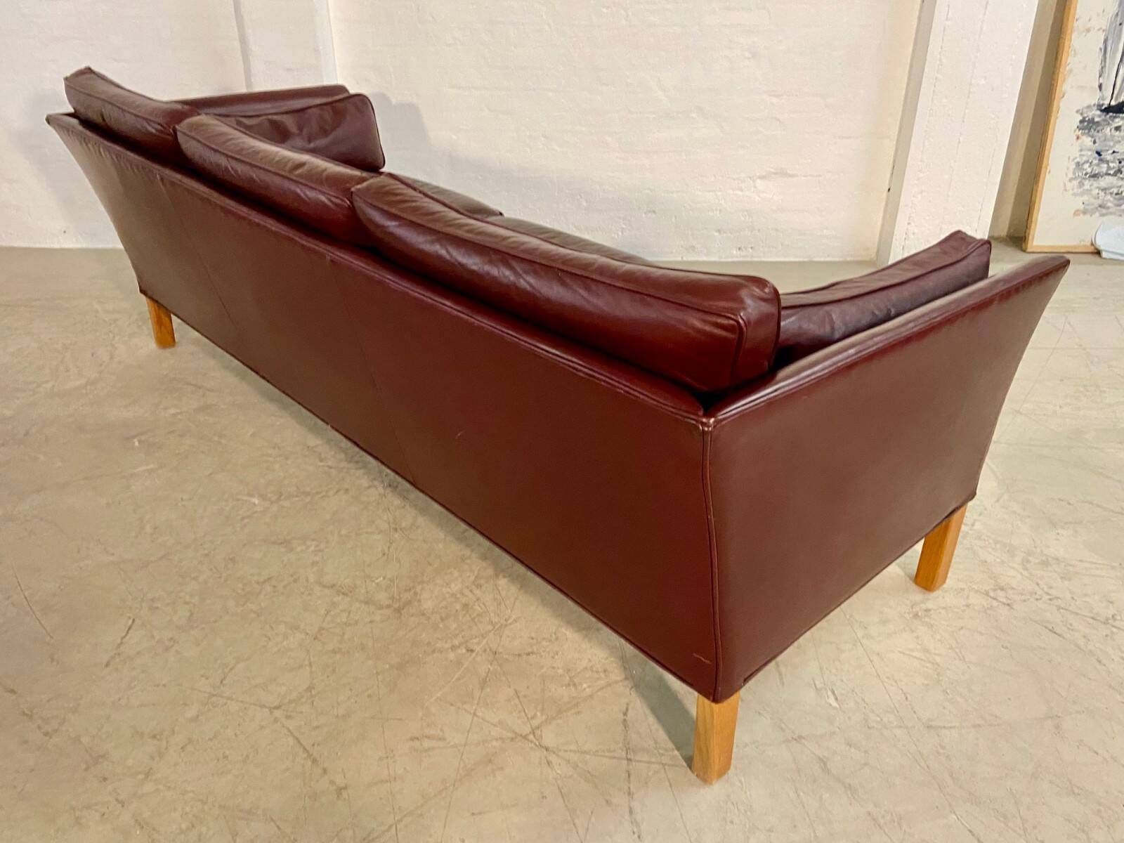Mid-century modern Arne Norell Swedish burgundy leather sofa – 1960s