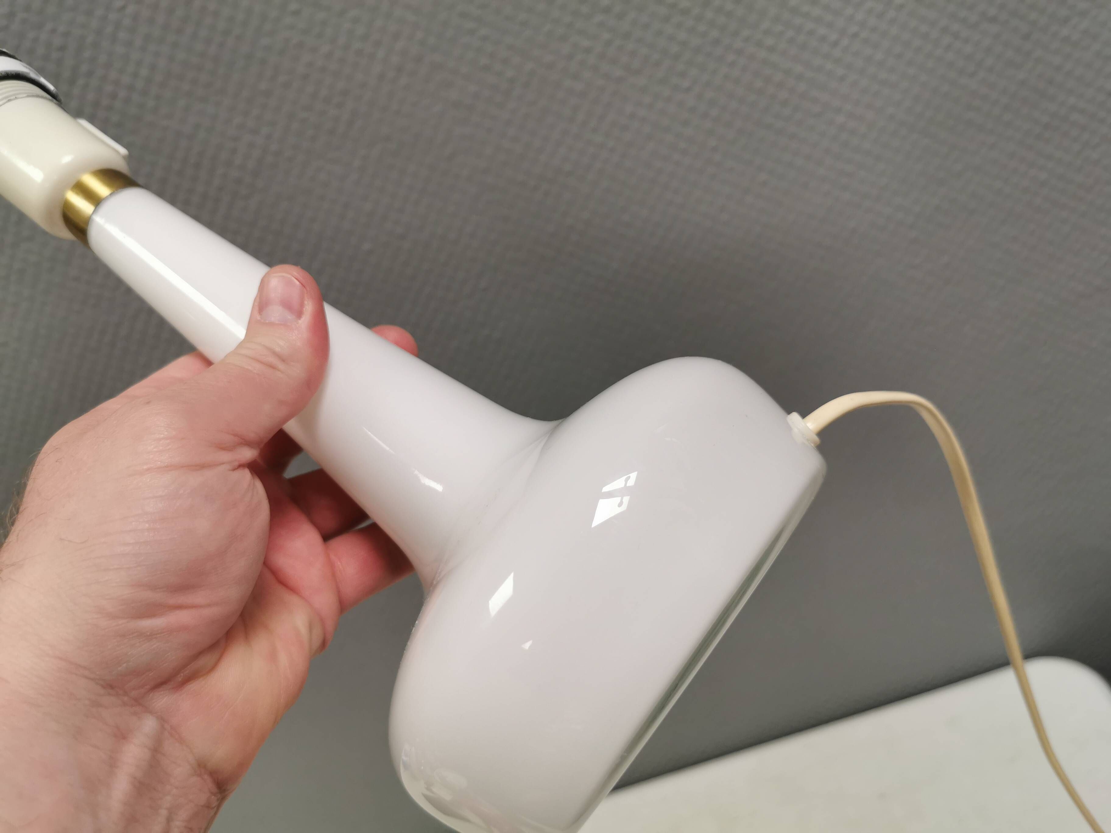 Le Klint Table Lamp, Milky White Opaline Glass, Brass Top, Model 311