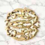 Underside of old solid brass dish, american manufacture Virginia Metalcrafters