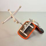 Ahrend De Cirkel Industrial Desk Chair with Orange Fabric Upholstery 1950s