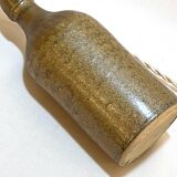 Vintage lamp in beige brown pyrite stoneware with raffia rope shade 1970
