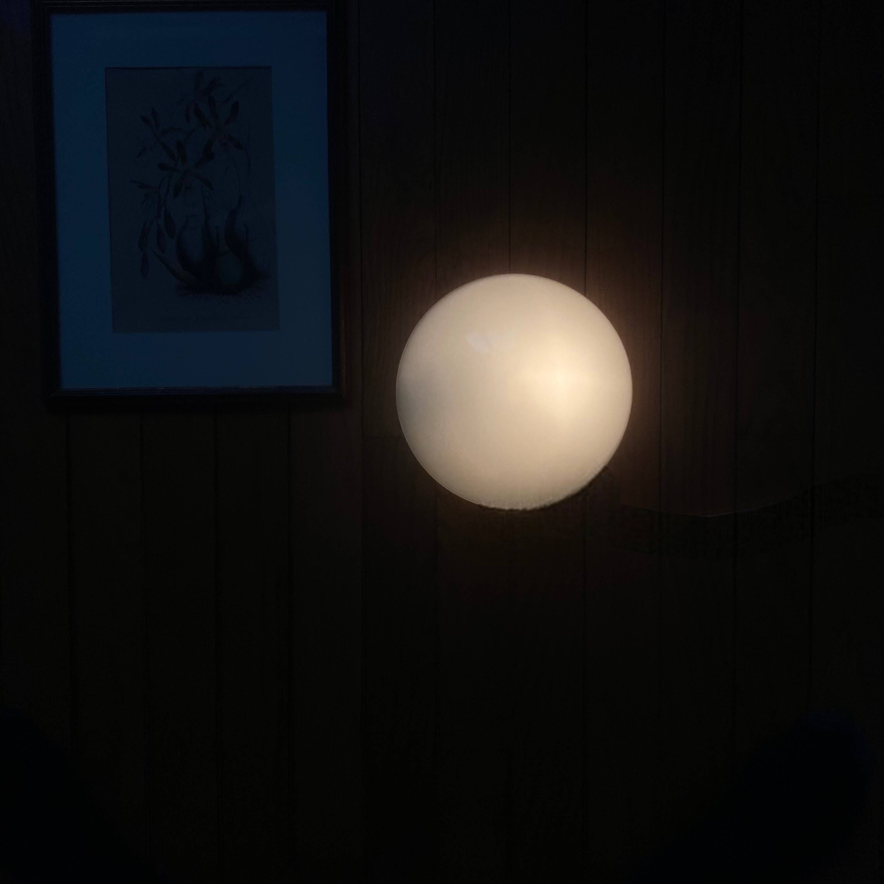 Ceiling light or half-moon wall sconce 20 cm white opaline glass 1960s 1970s