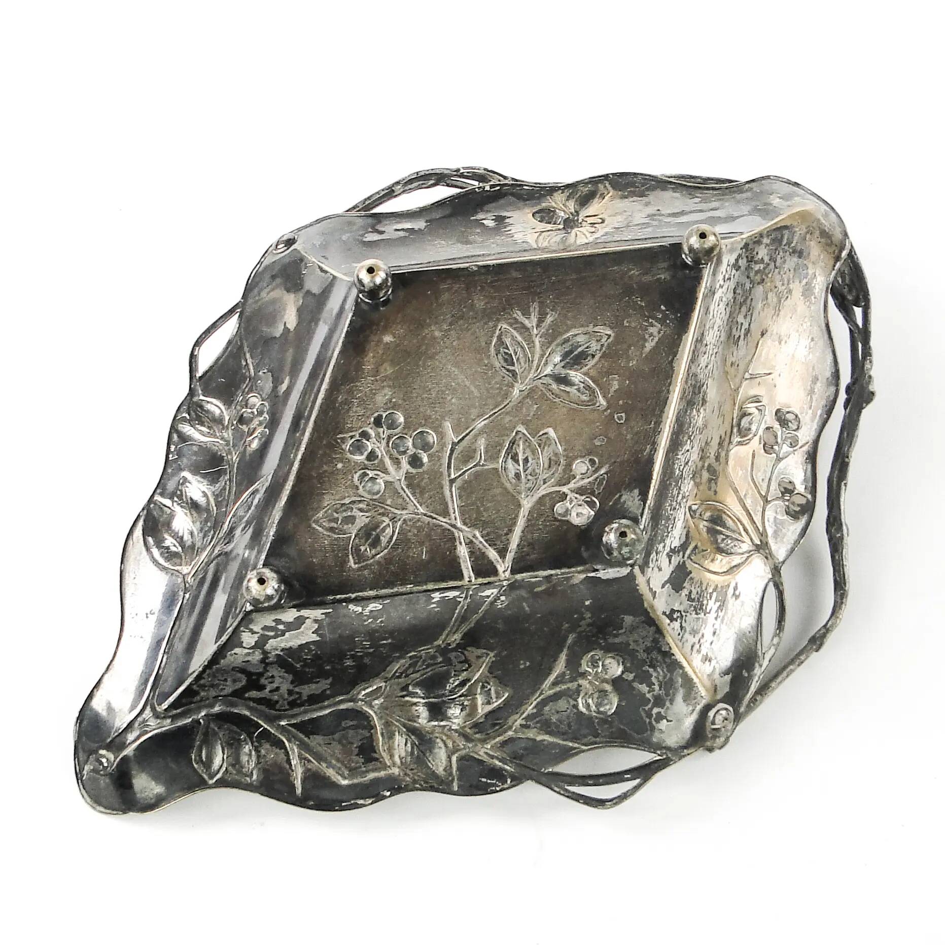 Art Nouveau basket, silver-plated brass, WMF, Germany, early 20th century