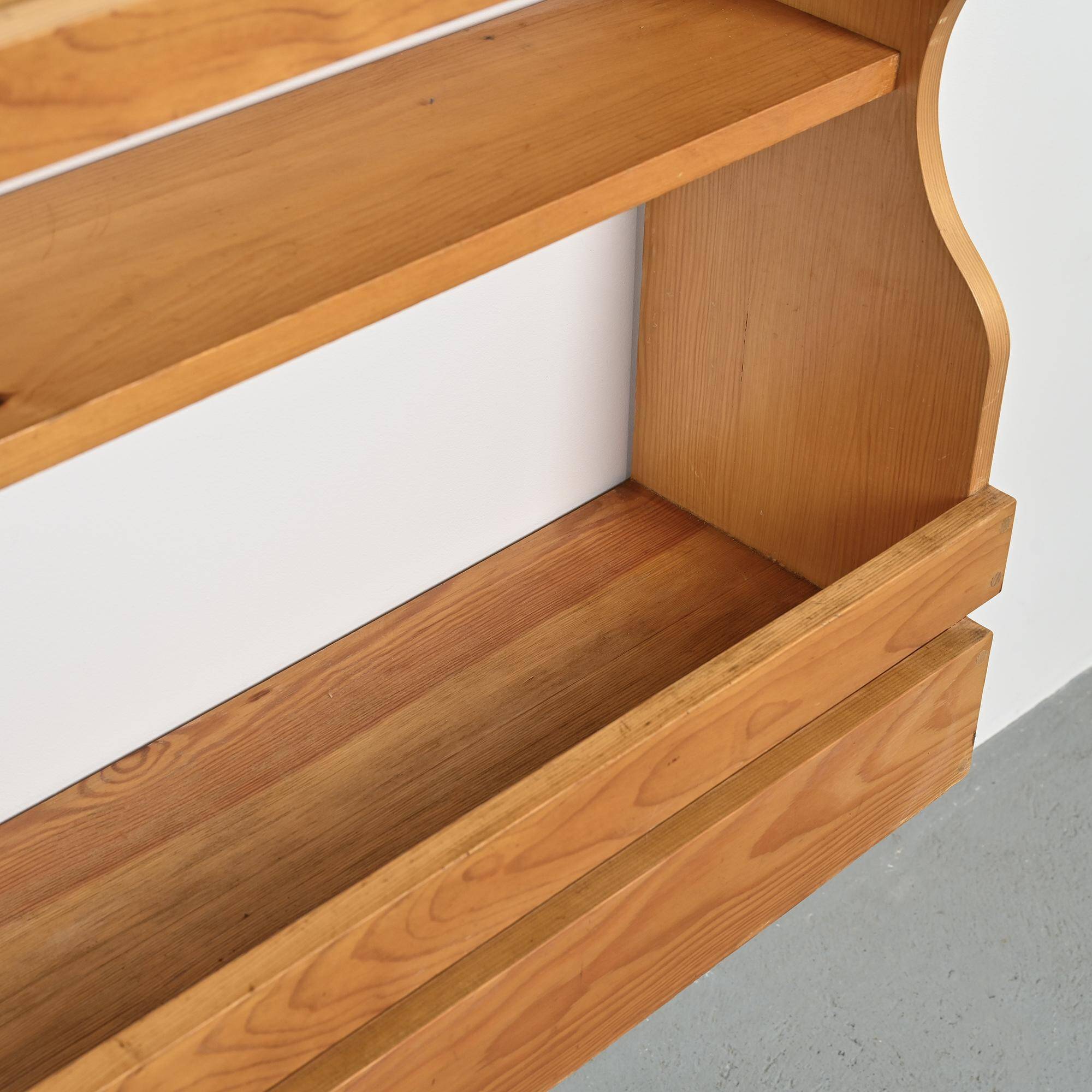 Pine wall-mounted sideboard, Les Arcs 1800, circa 1970