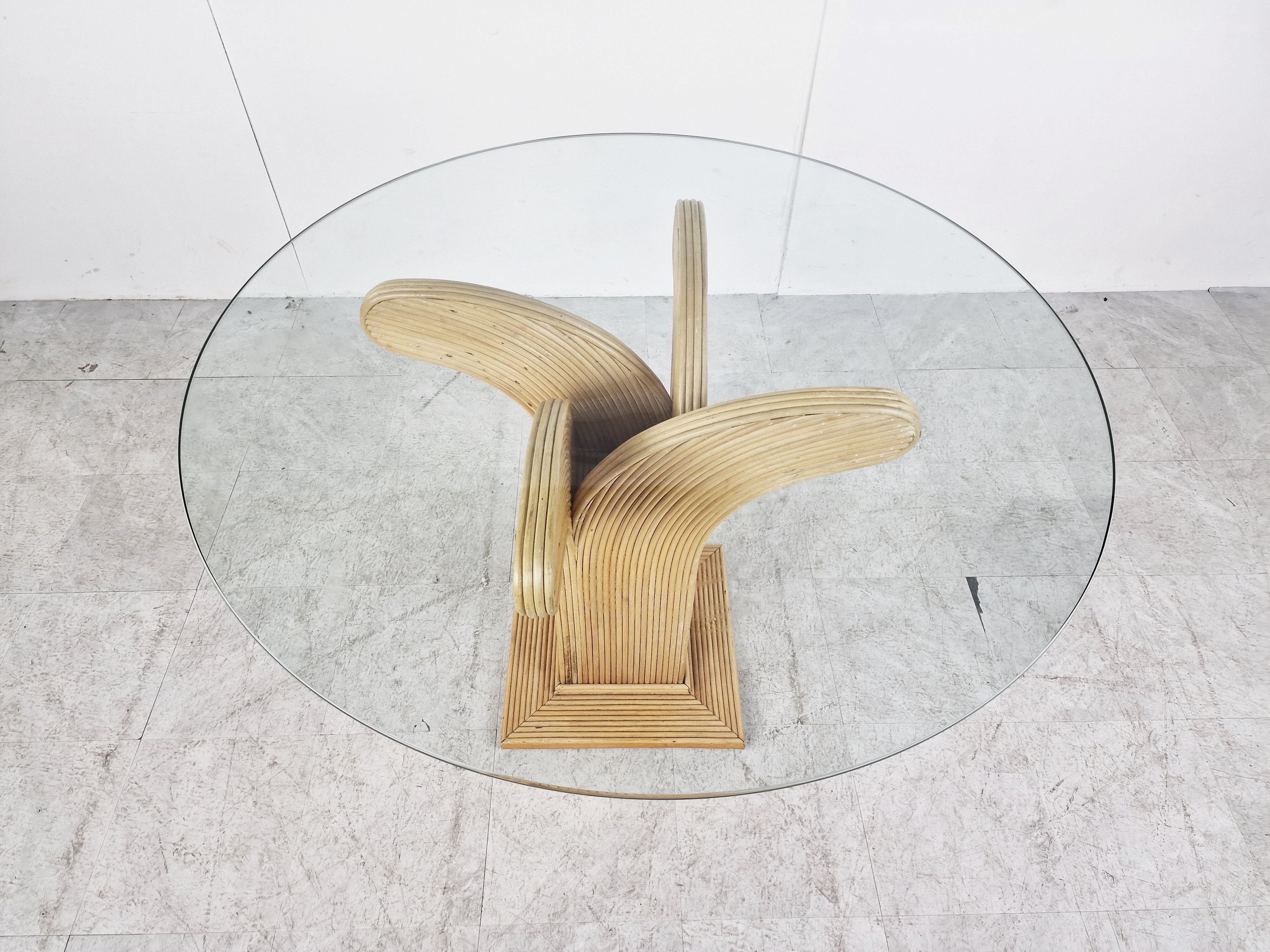 Bamboo dining table by Vivai Del sud, 1970s