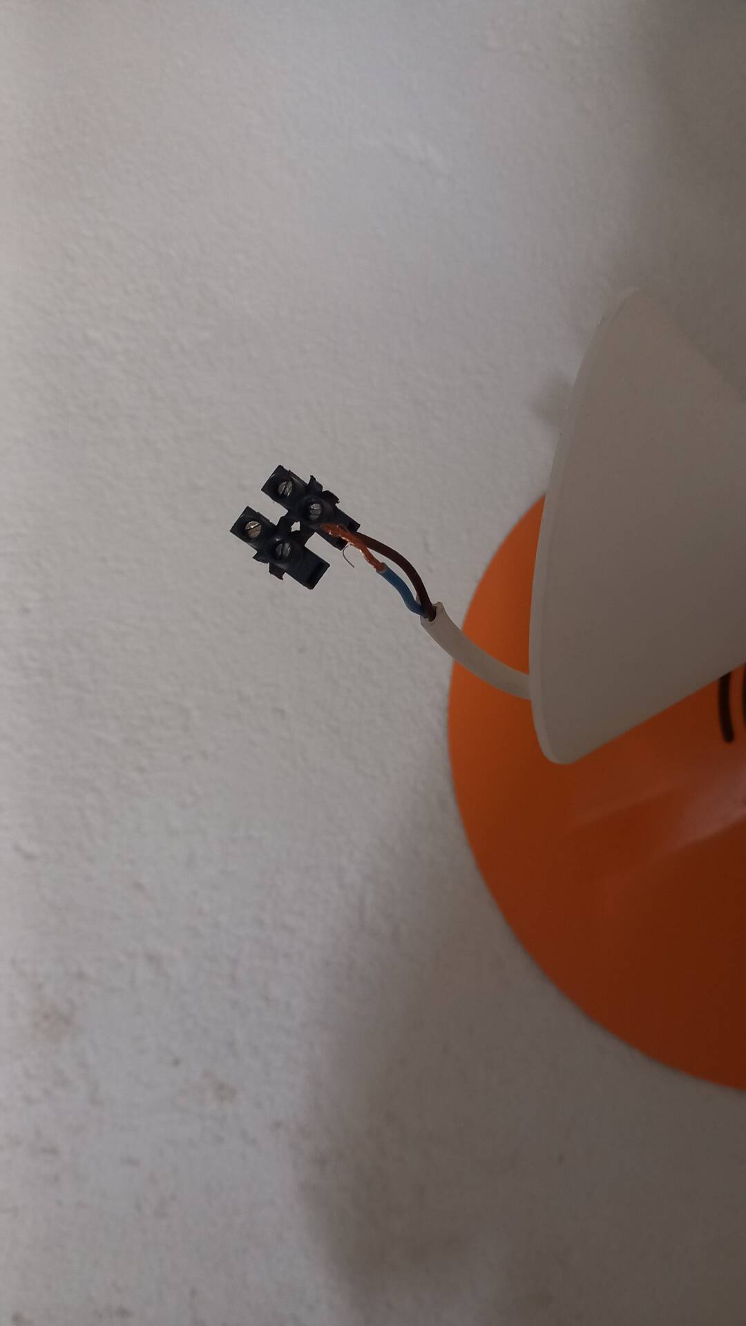 Vintage orange metal pendant light in Memphis style – 1980s