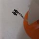 Vintage orange metal pendant light in Memphis style – 1980s