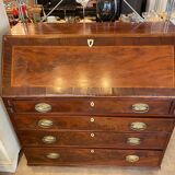 English scriban desk 19th c. mahogany with drawers bronze fittings bone knobs