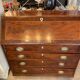 Bureau scriban anglais xixeme acajou avec tiroirs ferrures bronze boutons en os
